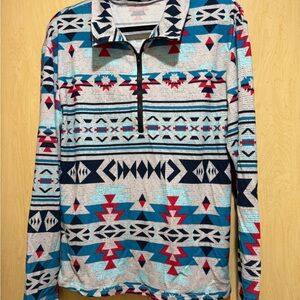 Aztec Pattern Quarter-Zip Pullover